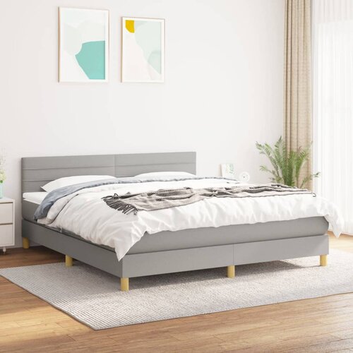 The Living Store Box spring postelja z vzmetnico svetlo siva 160x200 cm žamet - Box Spring Postelja, (21491388) Slike