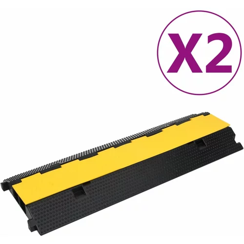vidaXL Pohodna zaščita za kable z 2 kanaloma 2 kosa 100 cm guma