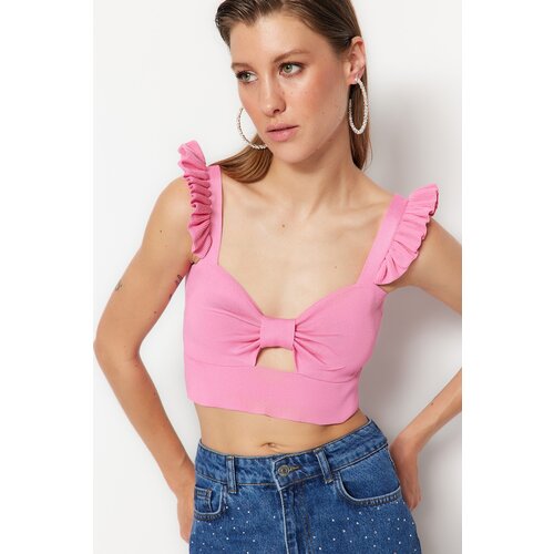 Trendyol Crop Top - Pink - Plain Cijene