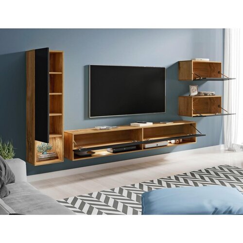 P &amp;amp; B Dnevni Regal Amadeo, Črna, Barva Hrasta, Led, 4-Delno Slike