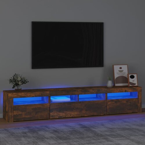 VidaXL TV ormarić s LED svjetlima boja dimljenog hrasta 210x35x40 cm Slike