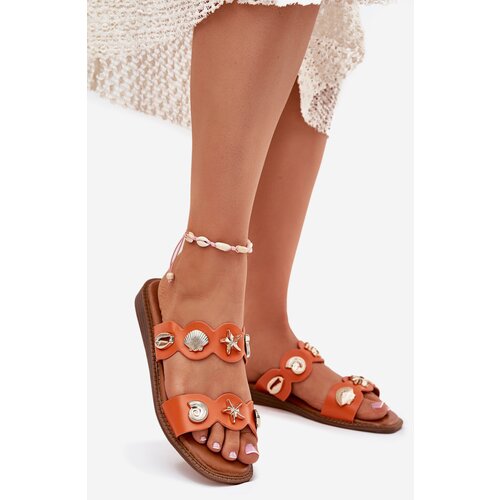 Boto Women's Sandals With Golden Embellishments Orange Jenoriela Cene