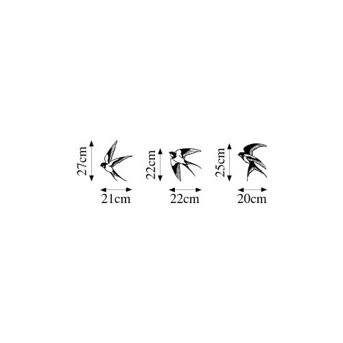 Wallity Set za zidne dekoracije Lastavice-294, 1 mm, 3 dijela, crna Slike