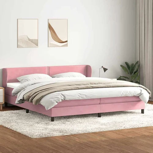 Box Spring krevet s madracima ružičasti 180x210 cm baršun