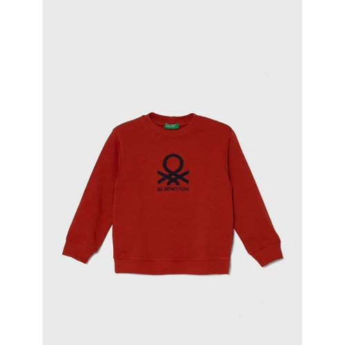 United Colors Of Benetton Otroški bombažen pulover rdeča barva