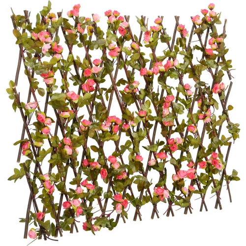 vidaXL Umetni bršljan raztegljiva ograja temno roza 180x60 cm