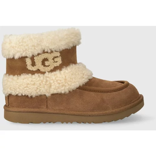 Ugg Dječje cipele za snijeg od brušene kože K ULTRA MINI FLUFF boja: bež