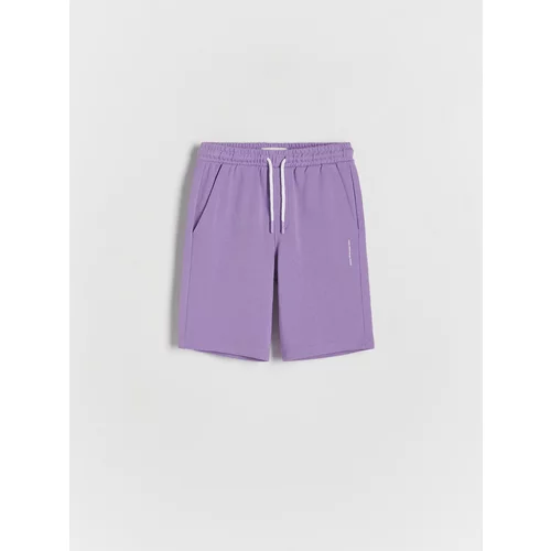 Reserved - Pamučne kratke hlače s džepovima - purpurna boja