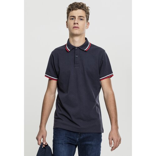Urban Classics Men&amp;#039;s Double Stripe Polo Shirt Navy/Blue/Flame Red Slike