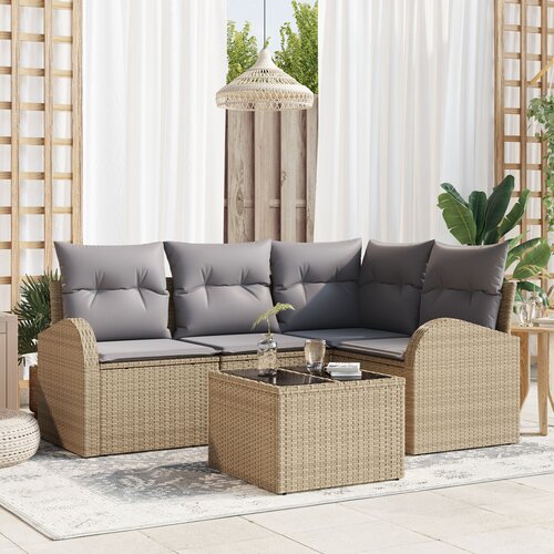 vidaXL set od 5 dijelova kauča za vrt s jastučićima crni Poly Rattan Cijene