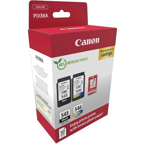 Canon Komplet kartuš PG-545 (črna) + CL-546 (barvna), original + foto papir Cene