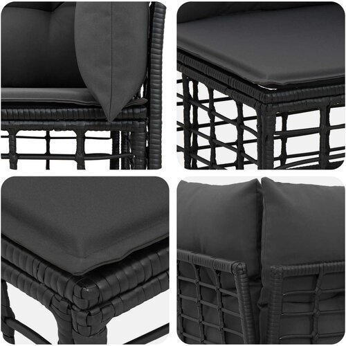 Set vanjskih sofa s jastukom 7 pcs Crna i tamno siva Poliester Slike