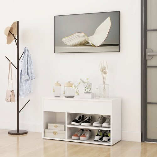 vidaXL Klupa za cipele visoki sjaj bijela 80 x 30 x 45 cm od iverice Cijene