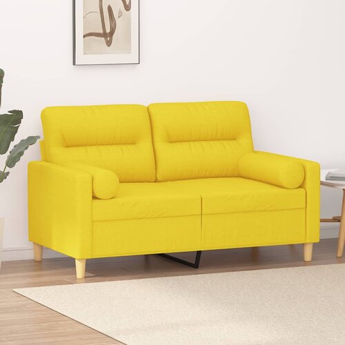 vidaXL Kavč dvosed z blazinami svetlo rumen 120 cm blago Cene