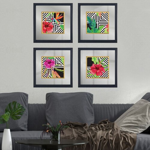Wallity CAM617140001 Multicolor Decorative Framed Painting (4 Pieces) Cene