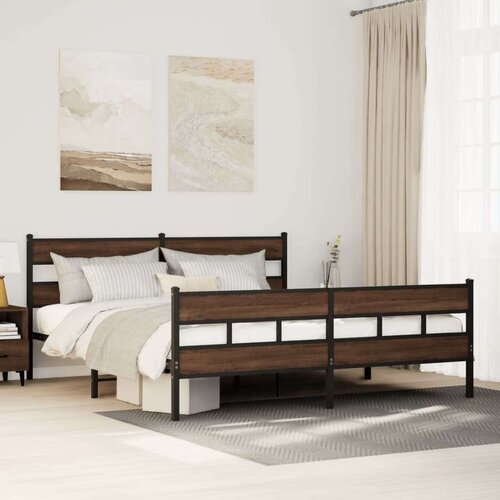 VidaXL metalni okvir kreveta bez madraca smeđa boja hrasta 180x200 cm Slike