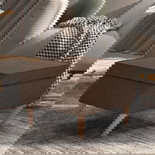 vidaXL Stolac s drvenim nogama smeđi od tkanine Cijene