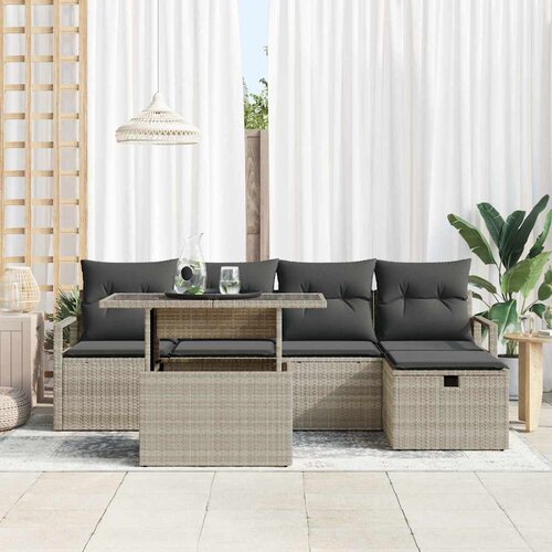  Sjedeća garnitura za vrt 6 kom. Svijetlo siva poliratan Svjetlosiva 230 x 117 x 85 cm Slike