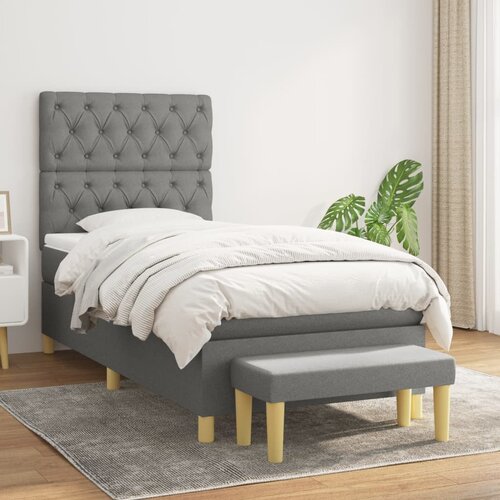 The Living Store Box spring postelja z vzmetnico temno siva 80x200 cm blago - Box Spring Postelja, (21521650) Cene