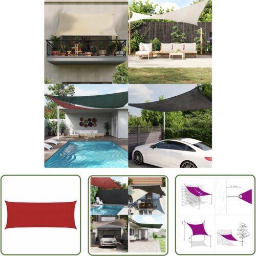  The Living Store Senčno jadro 160 g/m² rdeče 2x5 m HDPE - Senčno Jadro, (21743646) Cene