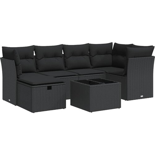 VidaXL 7-dijelni set vrtnih sofa od poliratana s jastucima crni Slike