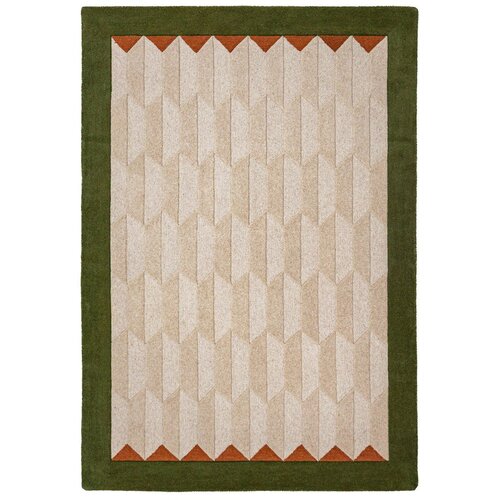 Flair Rugs Zelena/v naravni barvi ročno tkana volnena preproga 120x170 cm Apex Border Wool &ndash; Cene