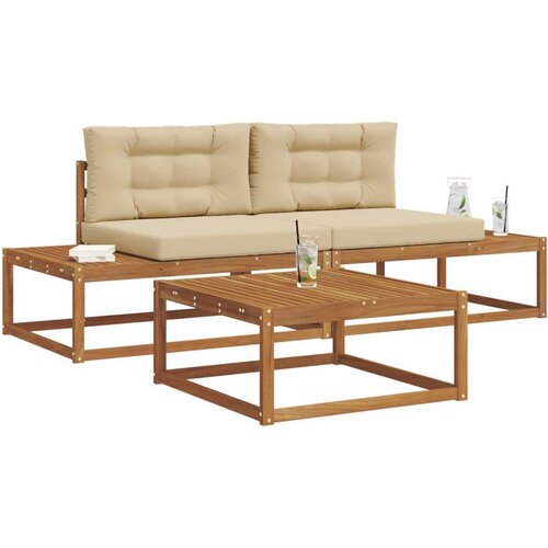  Set vanjskih sofa s jastukom 3 Komad Prirodna i bež Slike