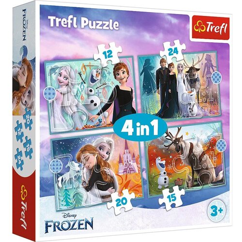 Trefl Puzzle 4u1 The Amazing World of Frozen 34381 - 12/ 24/ 20/ 15 delova Slike