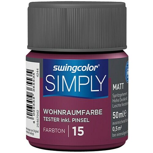 SWINGCOLOR NOTRANJA DISPERZIJSKA BARVA SIMPLY ŠT.15 (50 ml, rdeča) Cene