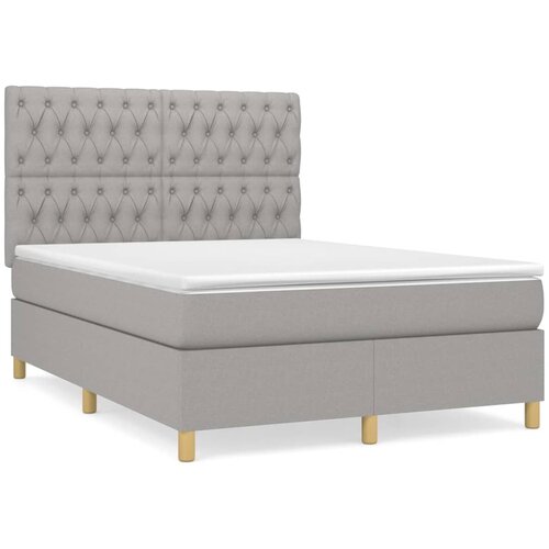 Maison Chic Box spring postelja - Vzmetna postelja z vzmetnico svetlo siva 140x200 cm blago SL6821, (21903798) Cene