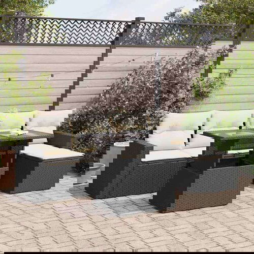 vidaXL 6-dijelni set vrtnih sofa s jastucima crni od poliratana Cijene