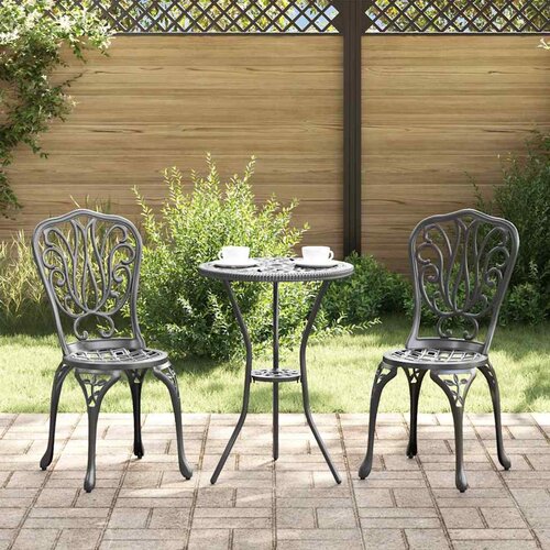 Bistro set za vrt 3 pcs Crna Aluminij Cijene