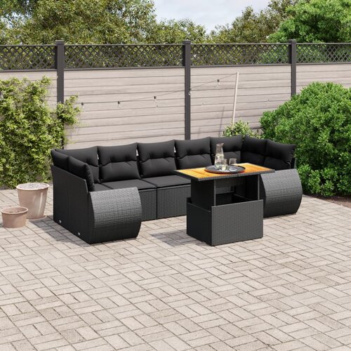 vidaXL 8-dijelni set vrtnih sofa od poliratana s jastucima crni Cijene