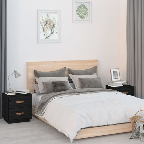  Noćni ormarići 2 kom crna 40 x 34 x 45 cm od masivne borovine Cijene