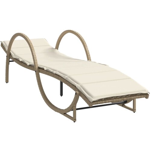 Maison Chic Ležalnik - Sončna ležalnik z blazino bež 60x199x42 cm poli ratan, (22042803) Cene