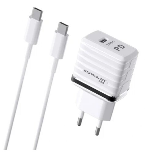 Konfulon kućni punjač C32D+DC15 20W sa type c na type c beli sa crnim Slike