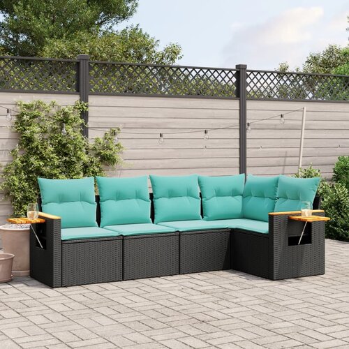 VidaXL 5-dijelni set vrtnih sofa od poliratana s jastucima crni Slike
