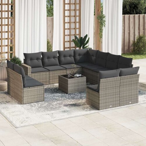  12-dijelni set vrtnih sofa od poliratana s jastucima sivi Cene