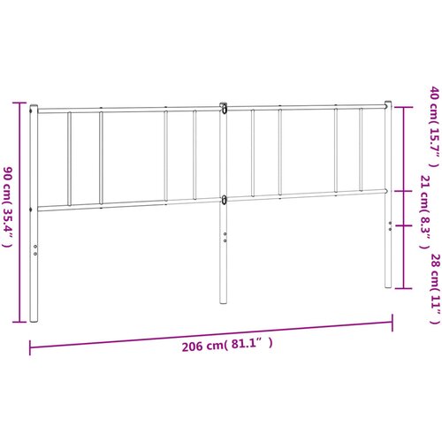  Metalno zamjensko uzglavlje crno 200 cm Slike