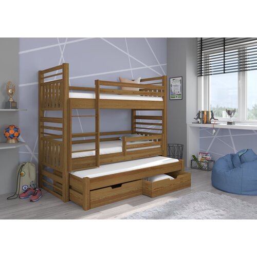 ADRK Troslojni djeji krevet HIPPO 87 cm - HRAST Slike