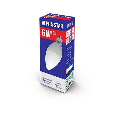 Alpha Star E14 6W NB LED Sijalica 4000K,480Lm,sveća-minjon,220V,Bela Cene