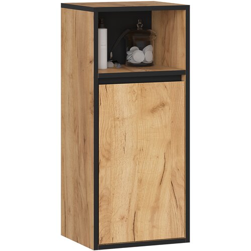 AKORD Vami Viseča Kopalniška Omarica, 1 Vrata In 1 Odprt Predel, Hrast Craft/Črna, (5000332630) Cene