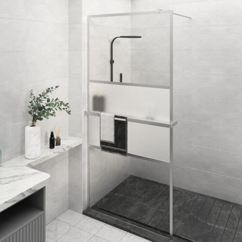 vidaXL Pregrada za tuš s polico krom 100x195 cm ESG steklo in aluminij Cene