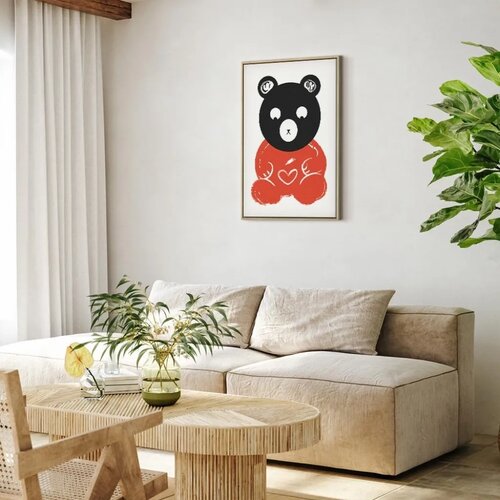  Slika - Thoughtful Bear (1 Part) Vertical 40x60 U prirodnom drvenom okviru Slike