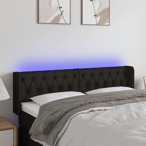  LED uzglavlje crno 147x16x78/88 cm od tkanine Cene
