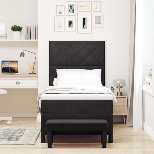Box Spring Krevet s madracem i klupom Crni 100x200 cm Bar&amp;scaron;un Slike