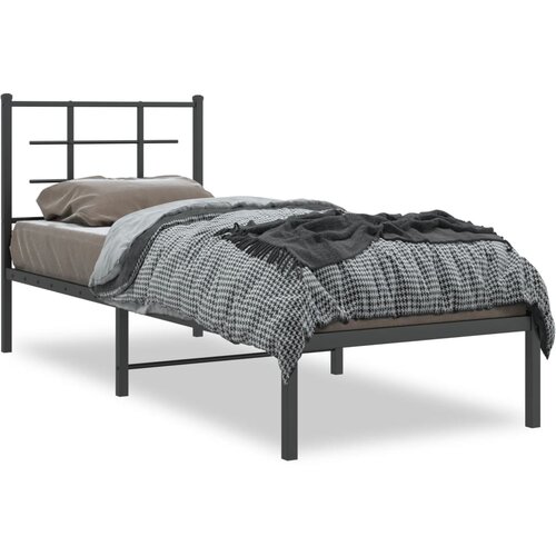 vidaXL Metalni okvir za krevet s uzglavljem crni 75x190 cm Cene