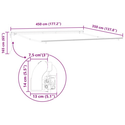 vidaXL Automatska uvlakača tenda svjetlosiva 450x350 cm, Zamjena platna tende za okvir 4,5x3,5 m svjetlosiva Cijene