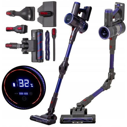  2v1 200W aku. 2200mAh brezžični pokončni sesalnik LED HEPA LCD Slike