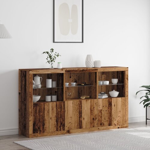VidaXL sideboard sa LED svjetlima Staro drvo 181.5x37x100 cm Inženjersko drvo Slike